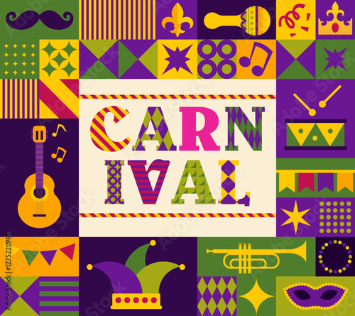 Colorful Mardi Gras Carnival Pattern