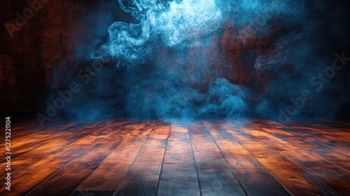 Smoky wooden floor studio backdrop photo