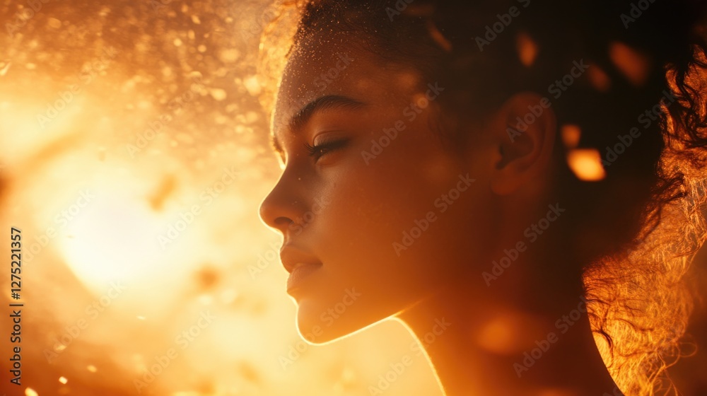 Woman in rain with eyes closed Woman in rain with eyes closed