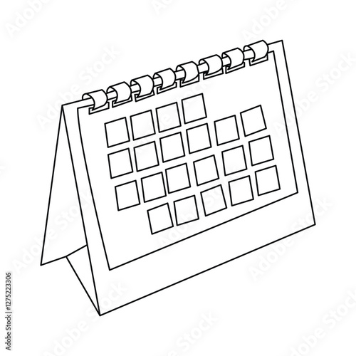 Table calendar continuous one line art drawing of concept doodle style outline vector illustration