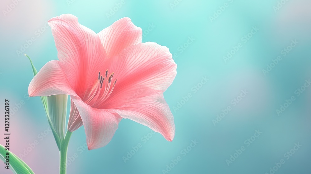 Obraz premium Pink Lily Blossom: Serenity in Pastel Hues