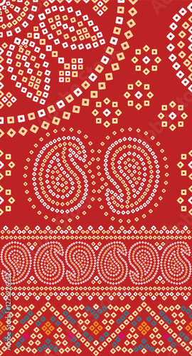  Traditional Chunri Bandhani Design seamless pattern vector illustration, teej, seamless pattern, for print, fabric, textile, paper, wallpaper, backdrop, rajasthani, art traditional background.