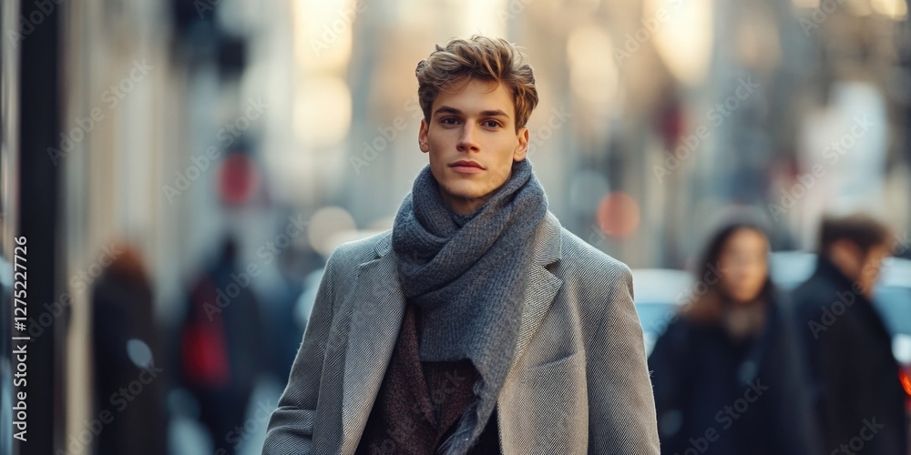 Fototapeta premium Man Walking Down Street