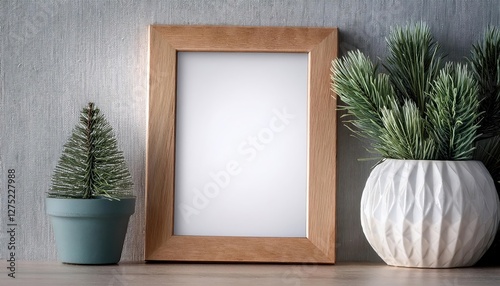 3D Render of Mockup Poster Frame CloseUp Vivid, Futuristic Artwork Showcasing Detailed Textures and Intricate Designs in a HighTech Scene, Ideal for Digital Art, Home Decor, or Design photo