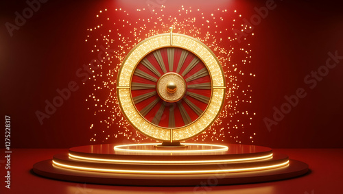 Title: A Mesmerizing Spinning Fortune Wheel with Glittering Lights

