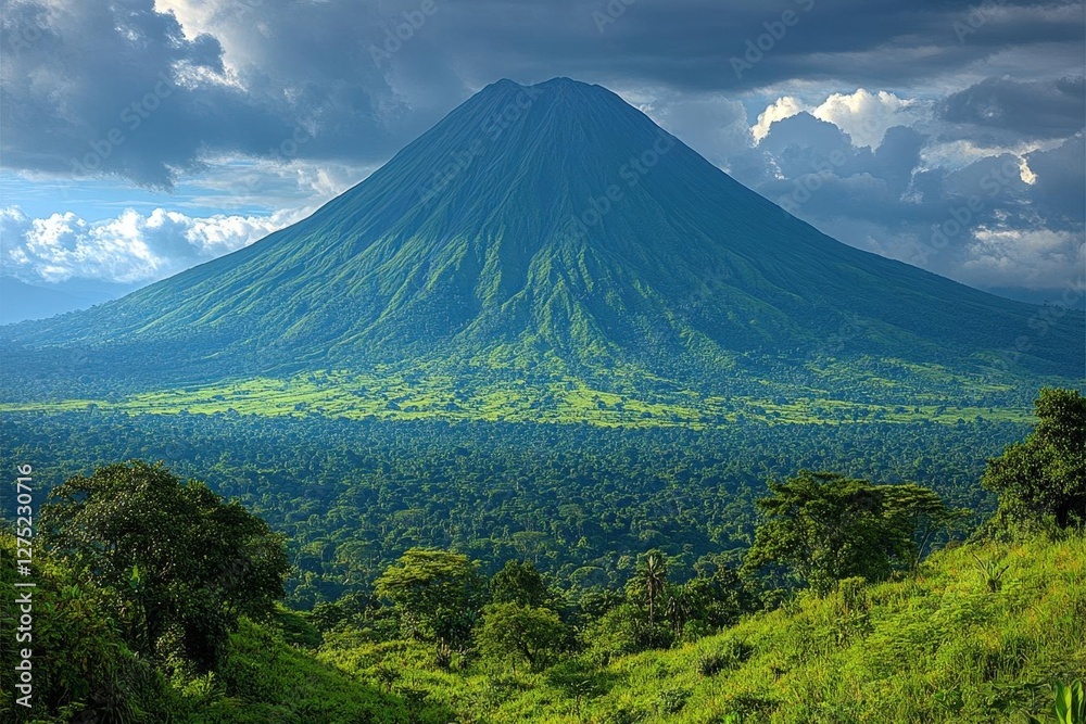 Volcanic Mountain With Lush Forest Volcanic Mountain With Lush Forest