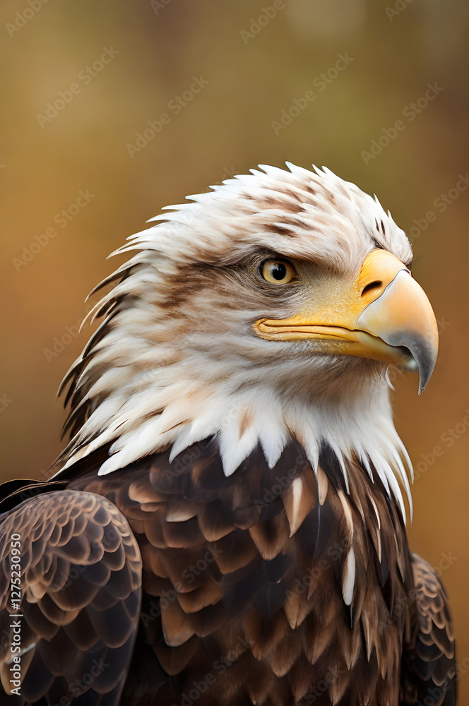 Majestic bald eagle perched on a branch in nature Majestic bald eagle perched on a branch in nature