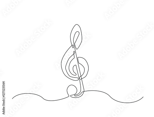 Musical key note line art drawing vector illustration. Continuous line art drawing of music note. Editable stroke.