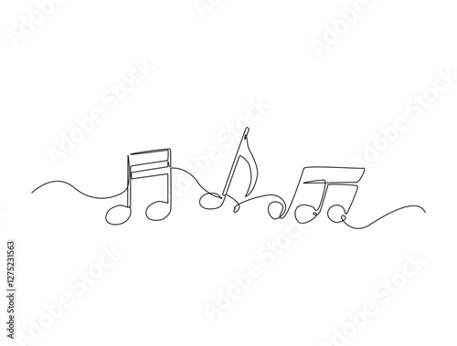 Musical key note line art drawing vector illustration. Continuous line art drawing of music note. Editable stroke.