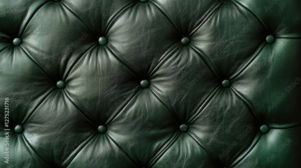 Fototapeta premium Green Leather Couch Close Up