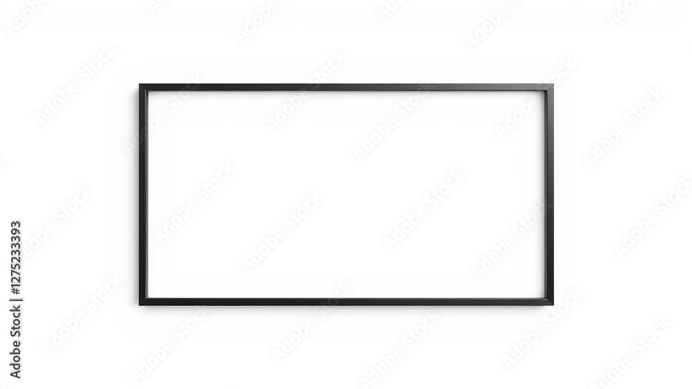 Black rectangular frame with a sleek matte finish, isolated on a crisp white background, matte finish, contrast, minimalism Black rectangular frame with a sleek matte finish, isolated on a crisp white background, matte finish, contrast, minimalism