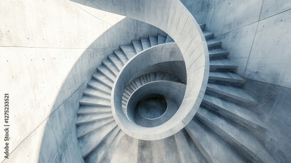 Fototapeta premium Modern Architectural Spiral Staircase with Concrete Design