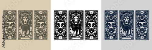 fierce lion vector playing card tattoo design