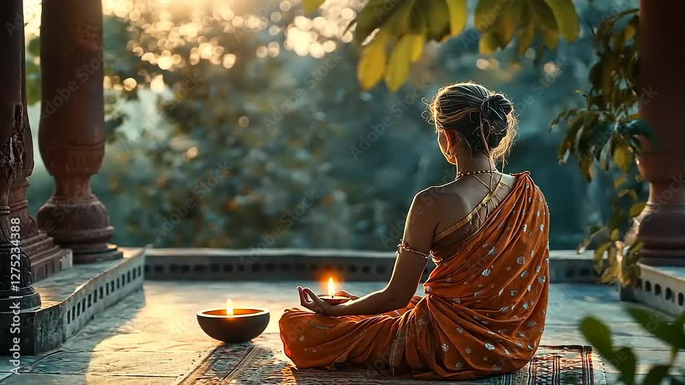 Serene Meditation at Dusk with Candles and Nature Serene Meditation at Dusk with Candles and Nature