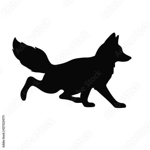 Fox silhouette chasing its tail, playful motion concept