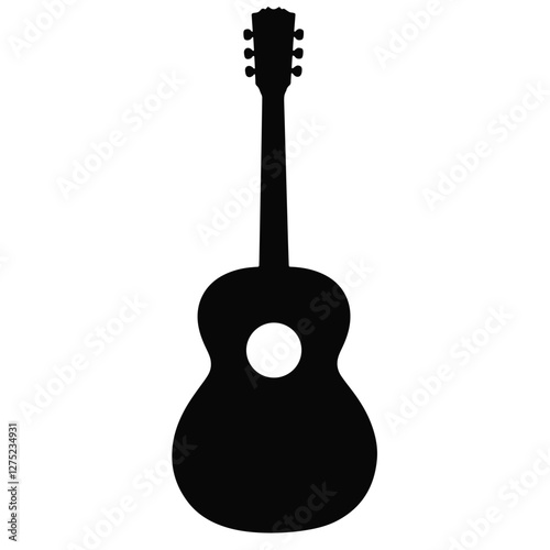 Guitar silhouette on white background, musical expression