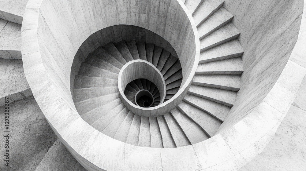 Fototapeta premium Elegant Spiral Staircase in Monochrome Architectural Design