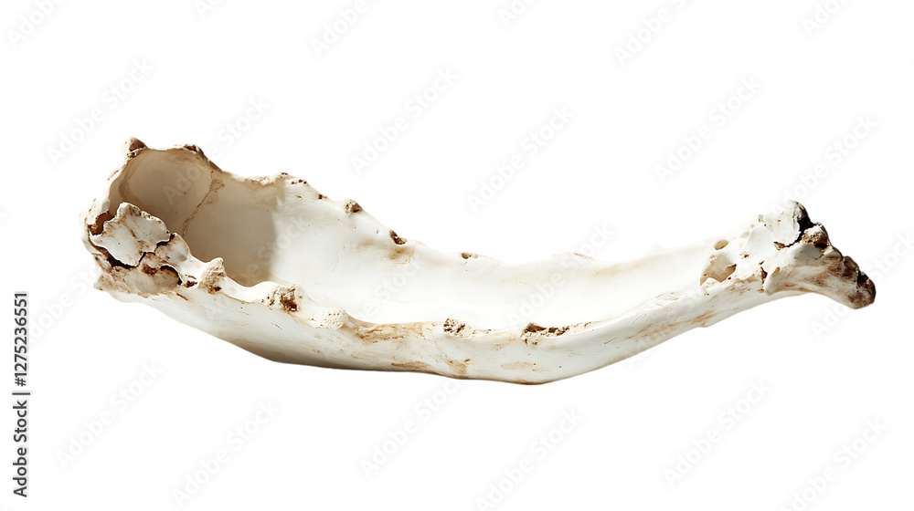 Naklejka premium Ancient animal bone fragment, archaeological find, museum exhibit, educational resource