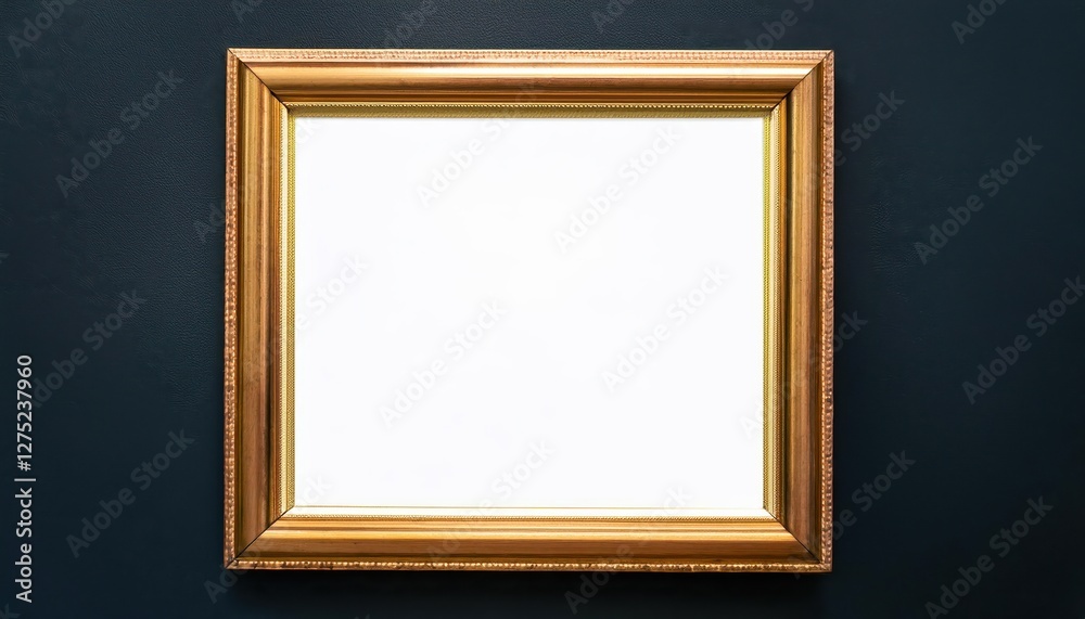 Classic Gold Louvreinspired Frame Hanging Isolated Against a Dark Backdrop Timeless Elegance in White Blank Space, Exuding Rich Texture and Luxury. characters Classic Gold Louvreinspired Frame Hanging Isolated Against a Dark Backdrop Timeless Elegance in White Blank Space, Exuding Rich Texture and Luxury. characters