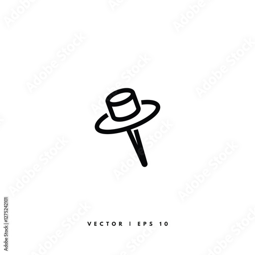 Push Pin Icon. Editable Stroke