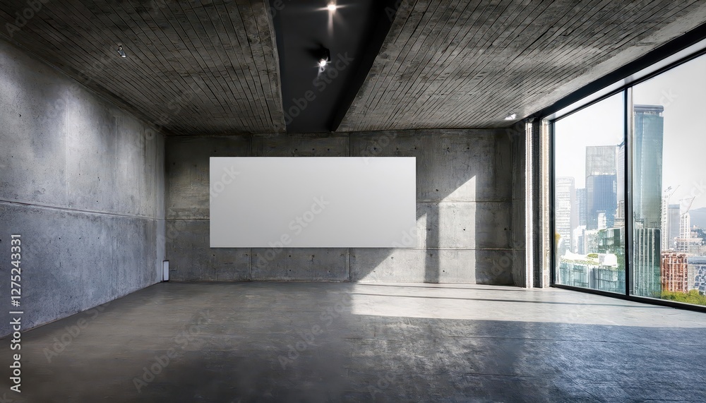 Striking Modern Concrete Interior Showcasing a Vibrant Banner, Blending Minimalist Elegance and Textured Sophistication with a Pop of Color Against a Neutral Backdrop, Perfect for Digital Art, Striking Modern Concrete Interior Showcasing a Vibrant Banner, Blending Minimalist Elegance and Textured Sophistication with a Pop of Color Against a Neutral Backdrop, Perfect for Digital Art,
