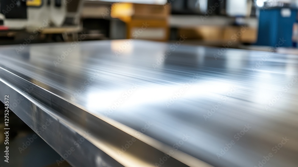 Close-Up of a Polished Metal Surface in a Industrial Setting