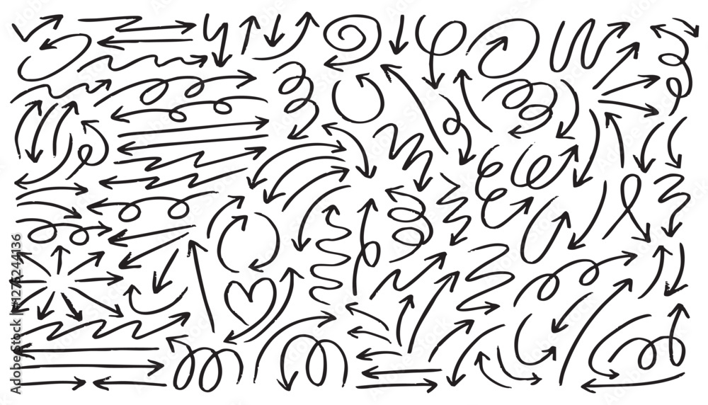 Obraz premium Set of hand drawn arrow vector