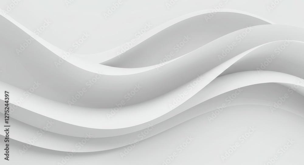 Obraz premium abstract white waves, minimalist sculpture, smooth curves, monochromatic, textured surface, elegant simplicity, flowing lines, organic forms, soft shadows, clean design, architectural element, undulat