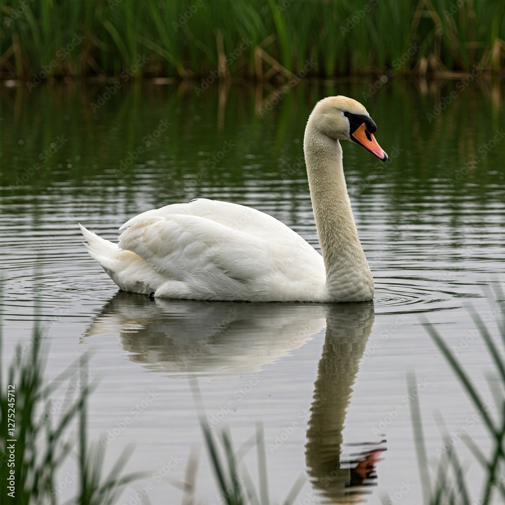 Fototapeta premium Swans are birds of the genus Cygnus within the family Anatidae. The swans' closest relatives include the geese and ducks.