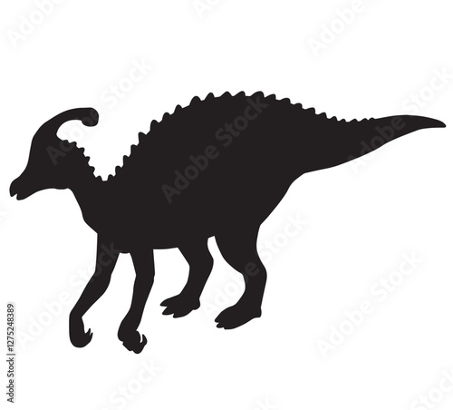 Cute cartoon hand drawn vector Wannanosaurus silhouette.