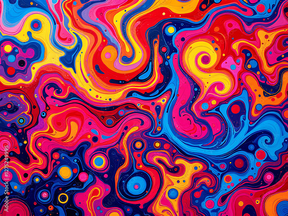 Colorful Fluid Swirls Abstract Art with Circles and Lines Fusion of Vibrant Modern Painting Design Colorful Fluid Swirls Abstract Art with Circles and Lines Fusion of Vibrant Modern Painting Design
