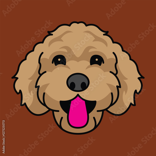 Toy Poodle vector line art illustration