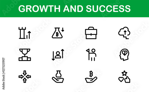 Success and Growth Icon Collection. Premium Icons for Personal Development, Growth, and Goal Achievement