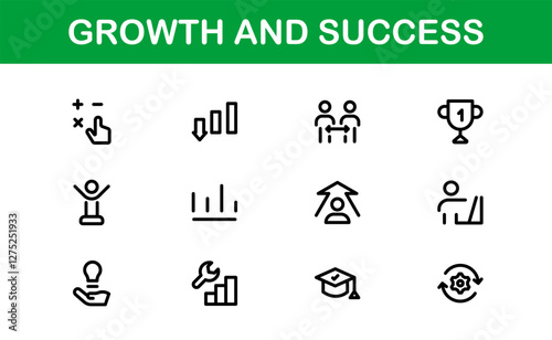 Success and Growth Icon Collection. Premium Icons for Personal Development, Growth, and Goal Achievement