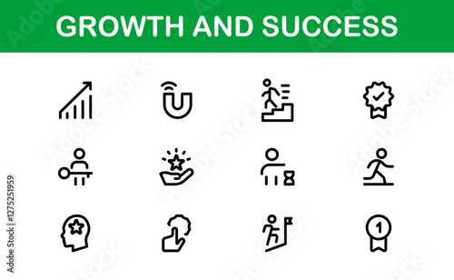 Success and Growth Icon Collection. Premium Icons for Personal Development, Growth, and Goal Achievement