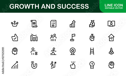 Success and Growth Icon Collection. Premium Icons for Personal Development, Growth, and Goal Achievement