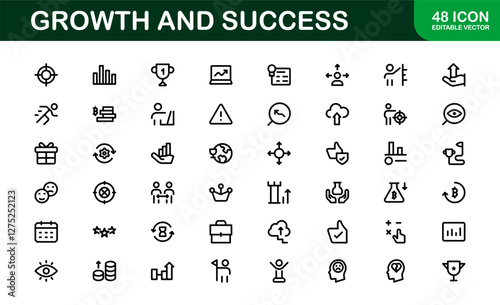 Success and Growth Icon Collection. Premium Icons for Personal Development, Growth, and Goal Achievement