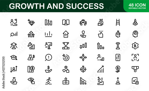 Success and Growth Icon Collection. Premium Icons for Personal Development, Growth, and Goal Achievement