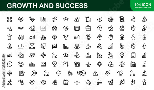 Success and Growth Icon Collection. Premium Icons for Personal Development, Growth, and Goal Achievement