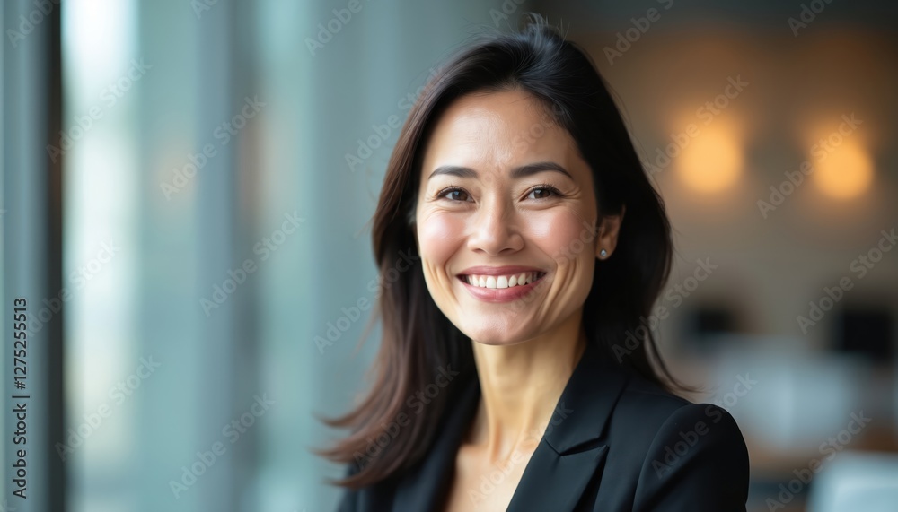 Close-up of smiling asian business woman in formal wear. Successful female manager shows leadership, confidence, expertise. Positive emotions, satisfaction at workplace. Business portrait. Close-up of smiling asian business woman in formal wear. Successful female manager shows leadership, confidence, expertise. Positive emotions, satisfaction at workplace. Business portrait.