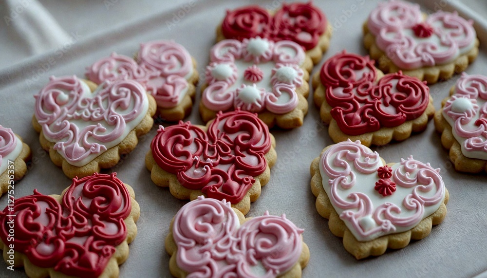 Tray of Pink and Red Heart-Shaped Cookies Tray of Pink and Red Heart-Shaped Cookies