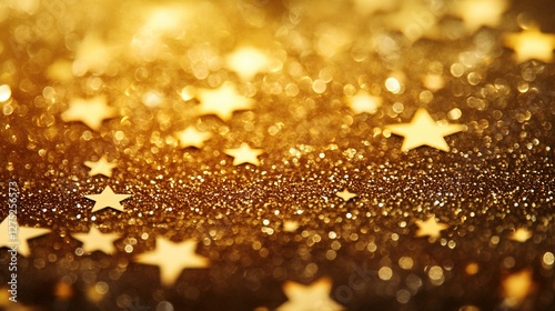 Golden Glitter Stars Background  Festive Sparkle Texture
