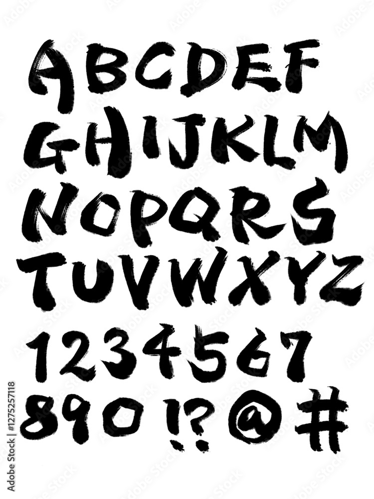 ABC alphabet Calligraphy written in Japanese brush ABC alphabet Calligraphy written in Japanese brush
