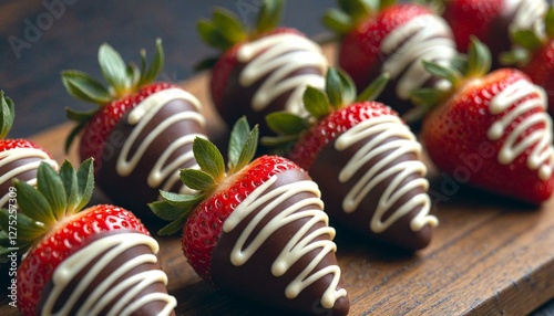 Chocolate Covered Strawberries on Wooden Board