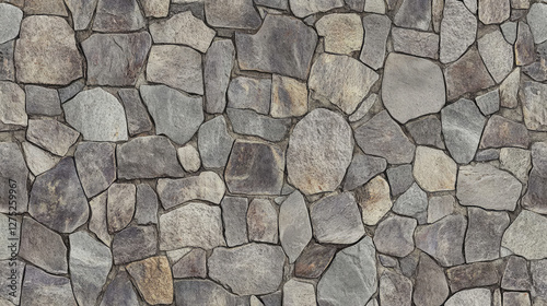A high-resolution seamless gray cobblestone wall or road texture, designed with grungy stone patterns and natural variations.