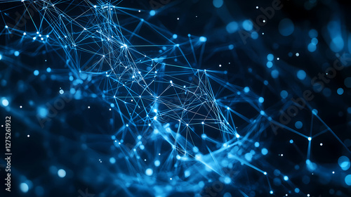 Abstract Blue Network: Dynamic Data Flow Visualization