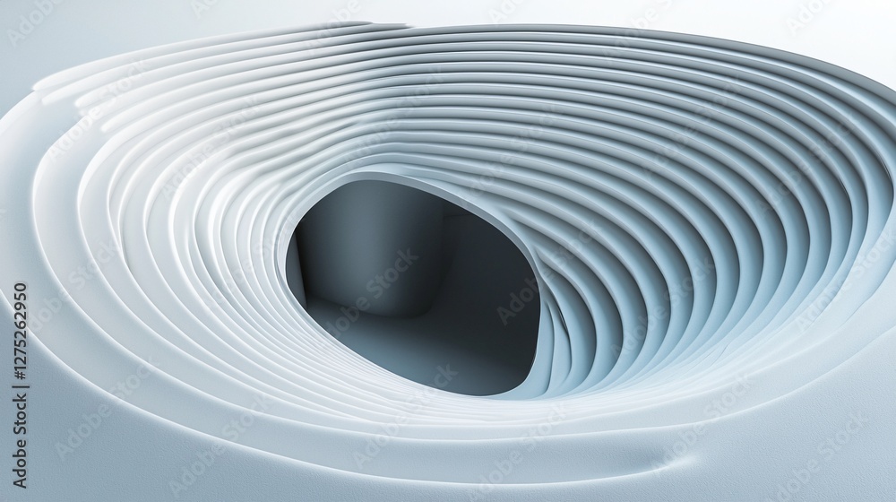 Obraz premium Abstract swirling white tunnel, 3D render, futuristic design, background