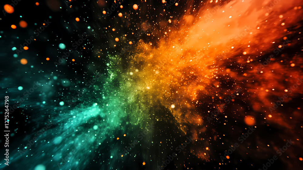 Obraz premium Mystical Nebula-like Abstract in Green and Orange