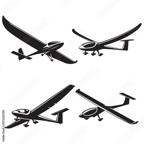 "High-Quality Vector Silhouette of a Glider on White Background" 