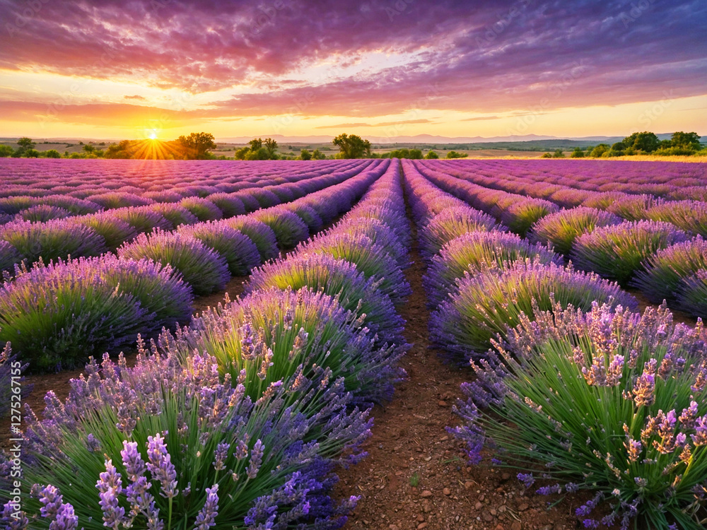 Fototapeta premium lavender field at sunset